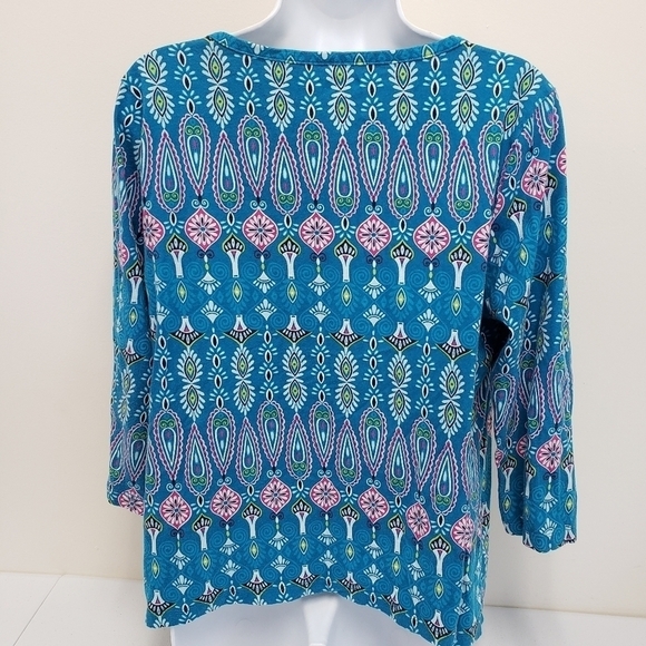 Kim Rogers Pleated Blue Top Size Petite PXL - Picture 2 of 5